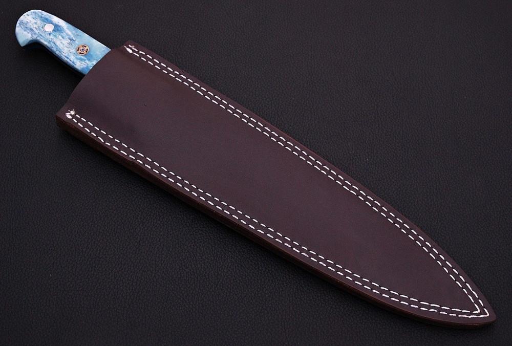 HS-458 Custom Handmade Damascus Kitchen/Chef Knife - Camel Bone Handle - Best Price