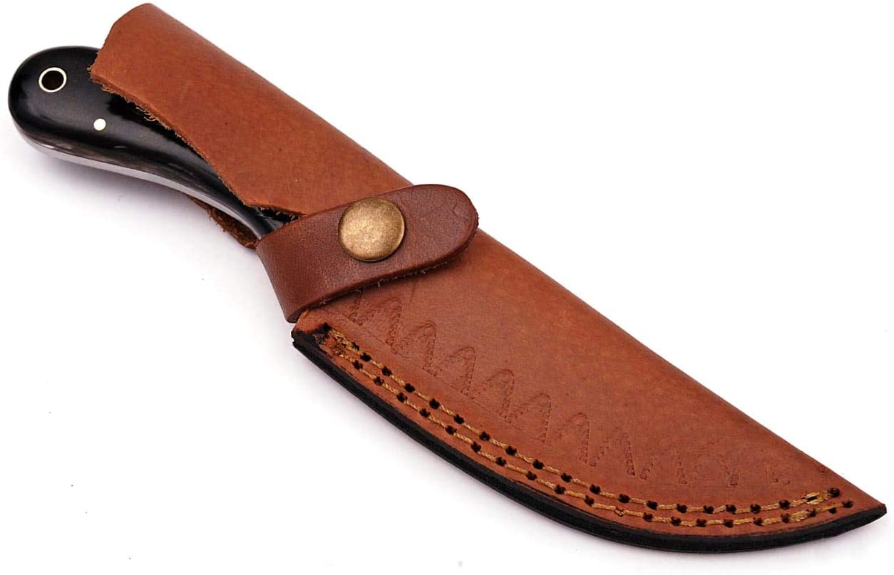 HS-783 Custom Handmade Damascus Skinner Knife With Bufflo Horn & Bone Handle