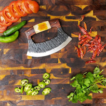 Load image into Gallery viewer, HS-1030 Hand Forged High Carbon Ulu Knife, Chef Kitchen Ulu Knife, Pizza Cutter, Personalized Gift USA Made