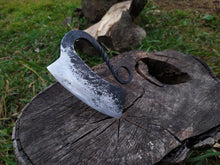 Load image into Gallery viewer, HS-1038 Hand Forged Steel Ullu Knife, Hand forged Ulu Knife, Blacksmith made, Forged Blade Herb Cutter Kitchen, Hand Forged, Forged Knife