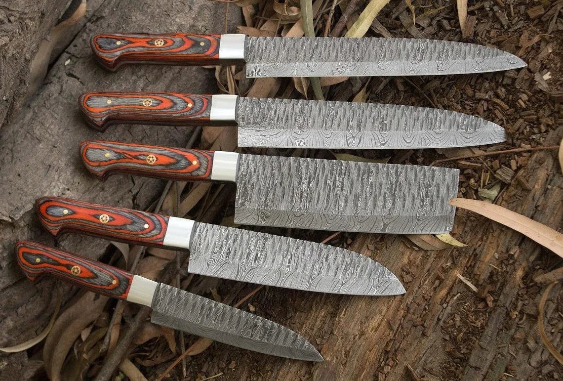 Handmade Damascus Steel Chef Knife Set – 5 Pieces | Personalized Gift | HS-116
