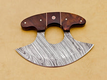 Load image into Gallery viewer, HS-1039 Handmade Damascus Chef Kitchen Ulu Knife Chef Knife Heavy Duty Damascus Handle Walnut Wood with Leather Sheath