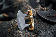 Load image into Gallery viewer, HS-1032 Handmade Damascus ULU Fishing Knife as Chef Knife for Chopping with Antler and Padauk Wood 100% Damascus ULU Knife for Wedding Gifts for Her