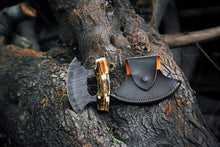 Load image into Gallery viewer, HS-1032 Handmade Damascus ULU Fishing Knife as Chef Knife for Chopping with Antler and Padauk Wood 100% Damascus ULU Knife for Wedding Gifts for Her