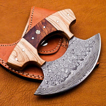 Load image into Gallery viewer, HS-1026 Damascus Ulu Knife, Damascus chef Knife, Christmas Gift, Hand Forged ulu Knife, Pizza Cutter, Handmade Knives, Pizza Axe, Gifts For Him