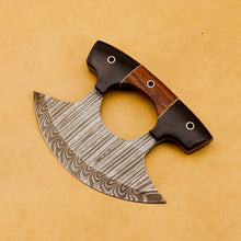 Load image into Gallery viewer, HS-1037 Handmade Damascus Chef Kitchen Ulu Knife Chef Knife Heavy Duty Damascus Handle Koa Wood with Leather Sheeth GIFT IDEA
