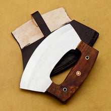 Load image into Gallery viewer, HS-1040 Custom hand made D2 steel ULU wood handle with lather sheath full tang Camping knife | Gift for MEN gift for women