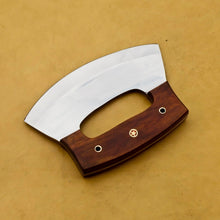 Load image into Gallery viewer, HS-1040 Custom hand made D2 steel ULU wood handle with lather sheath full tang Camping knife | Gift for MEN gift for women