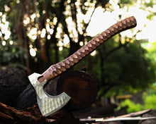 Load image into Gallery viewer, HS-1047 Hand Forged Carbon Steel Beautiful Axe , Viking Axe, Medieval Axe, Best Gift For Him/Her Rosewood Handle Material