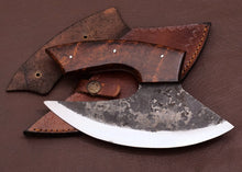 Load image into Gallery viewer, HS-1029 Hand Forged High Carbon Ulu Knife, Chef Kitchen Ulu Knife, Handmade Pizza Cutter, Personalized Gift For Her For Him