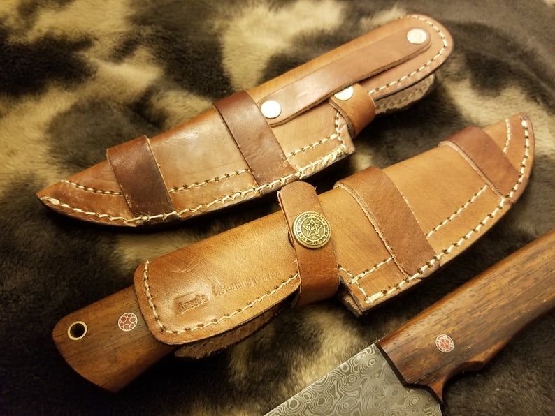 HS-534 Custom Handmade Damascus Hand craft Knife with Walnut wood scale "8"