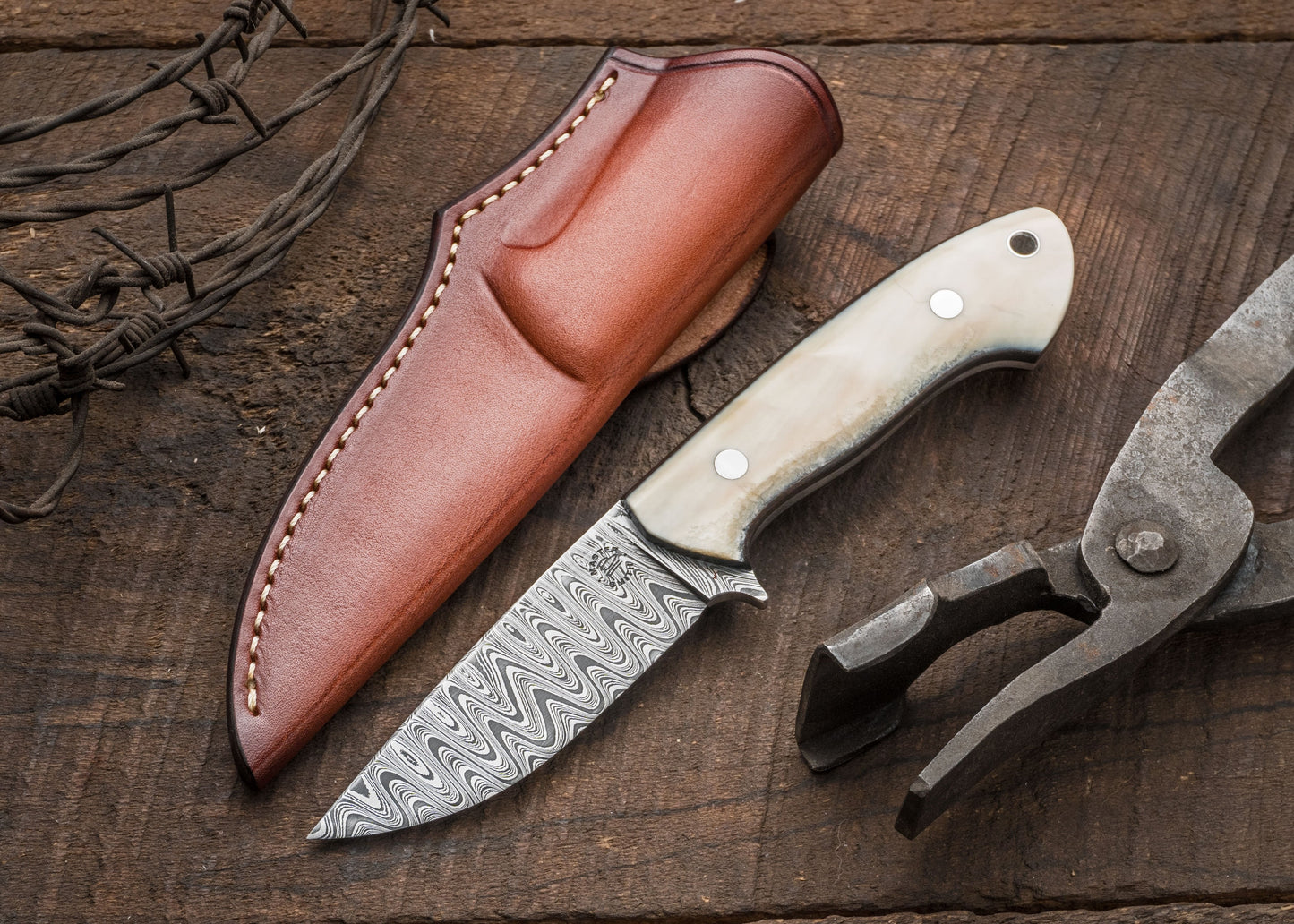 Damascus Wilderness Hunter Beautiful Knife Best Gifts