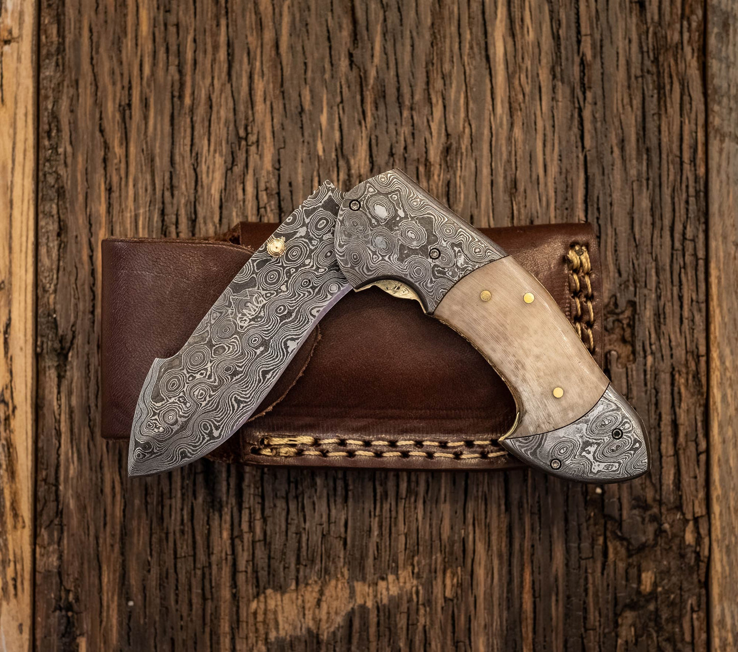 HS-1141 Custom Handmade Damascus Folding Knife Best for gifts