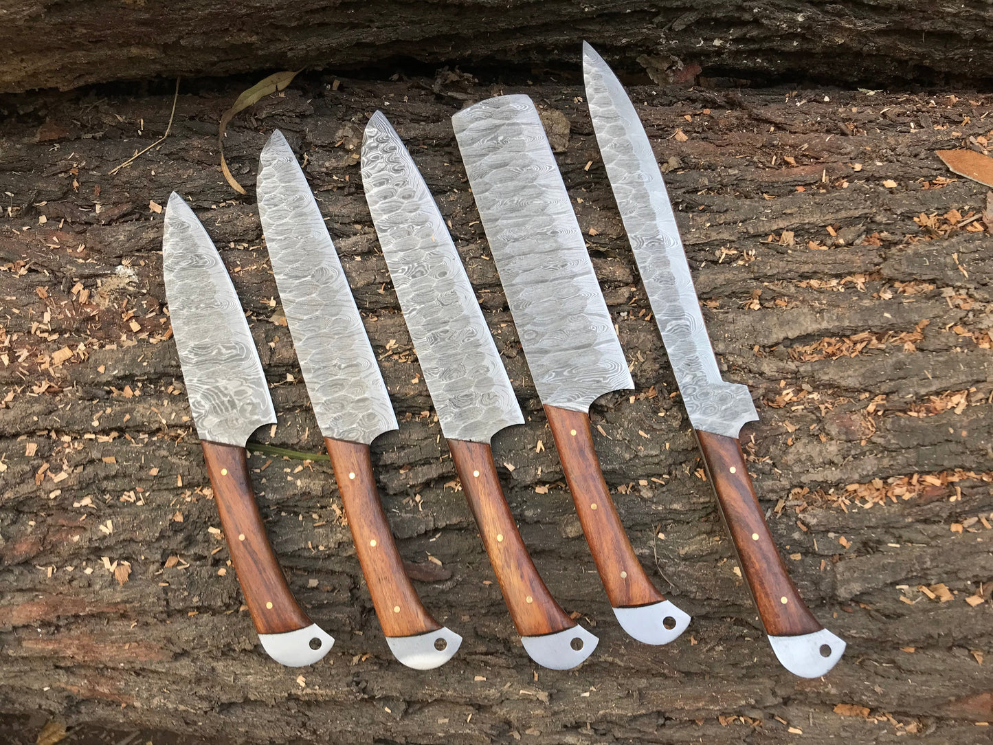 HS-151 Custom handmade Damascus forged blade kitchen chef knives set best anniversary gift .