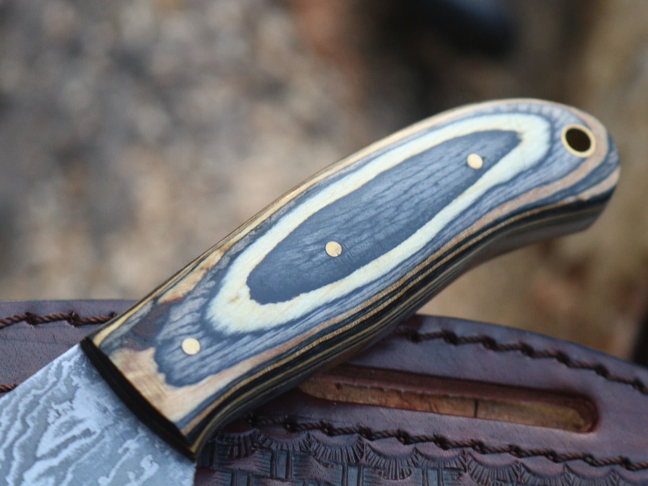 HS-996 Custom handmade Damascus Cowboy bull cutter knife hard wood handle gift for boyfriend gift for husband