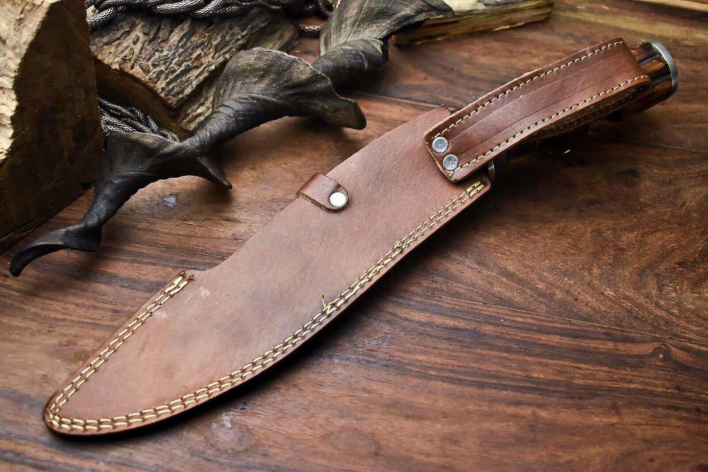 HS-867 Custom Handmade Damascus Steel Hunitng/Kukri Knife - Wood Handle