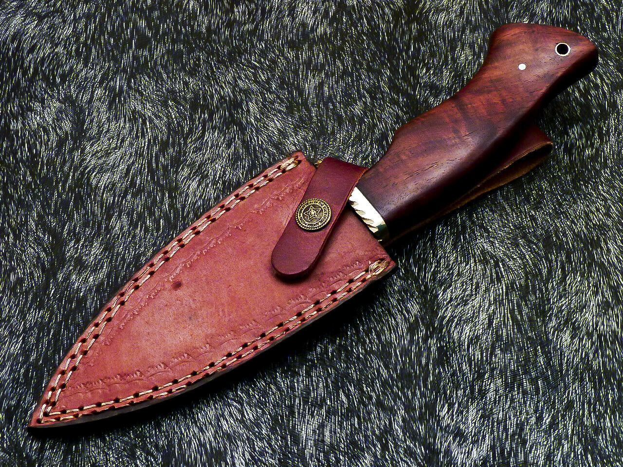 HS-377 '' Custom Hand Forged Railroad Spike Carbon Steel 10" Skinning Knife Wood