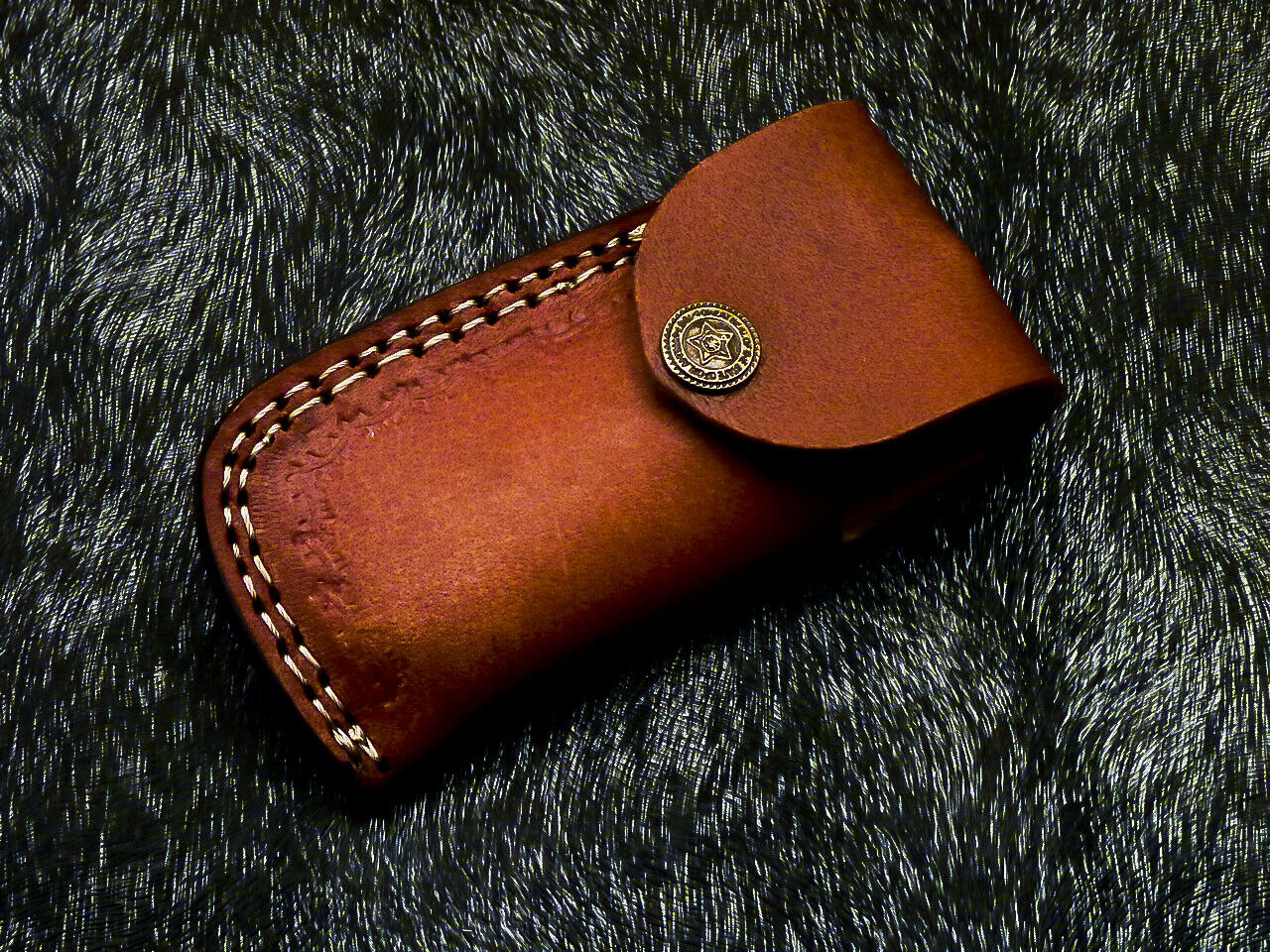 Damascus Liner Lock Pocket Knife – Camel Bone & Damascus Bolster | HS-1122