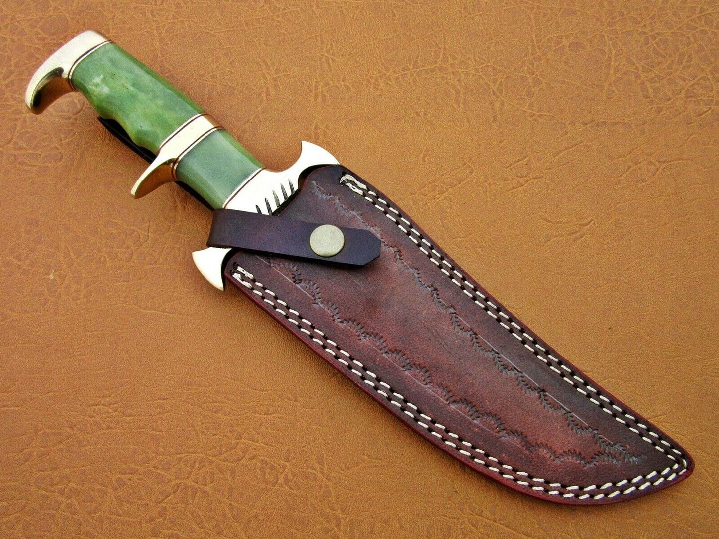 HS-471 Custom Handmade Damascus Hunting Knives With Colour Camel Bone Handle