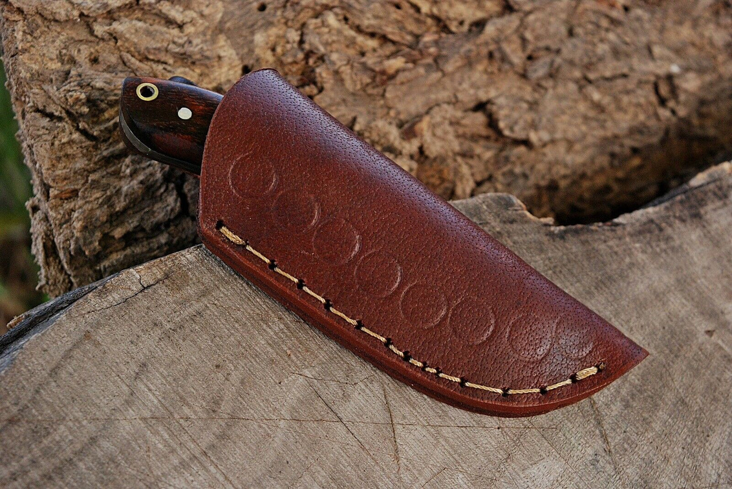HS-738 Custom Handmade High Carbon Railroad Steel Mini Skinner Knife - Wood Handle
