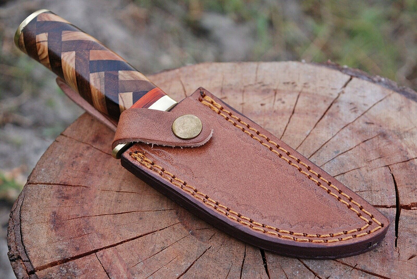 HS-430 | Custom Handmade Damascus Steel Hunitng Knife - Buffalo Horn Handle