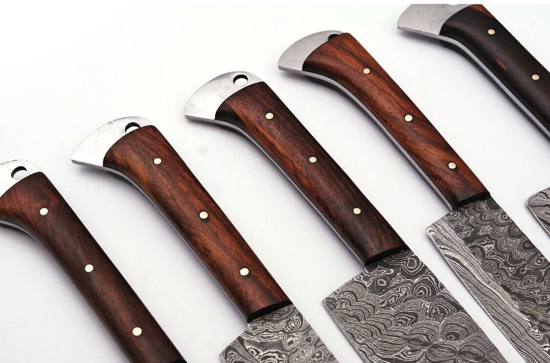 HS-180 Custom Handmade Damascus Steel Chrf/Kitchen Knife - Beautiful Wood Handle