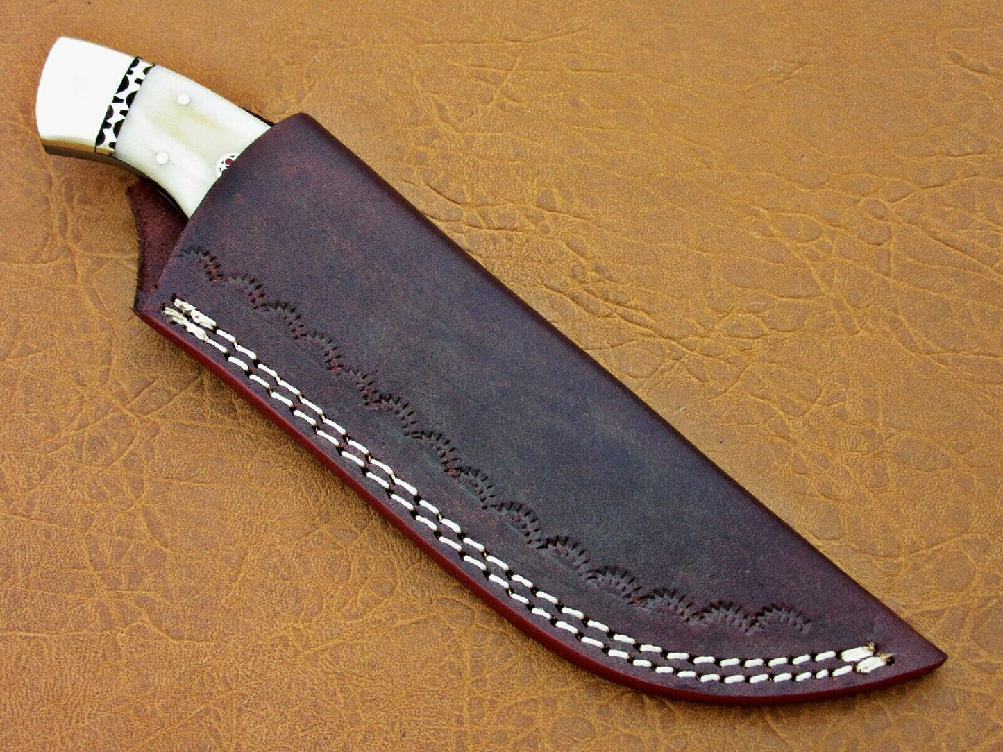 HS-775 Custom Handmade Damascus Skinner Knife With Camel Bone Handle