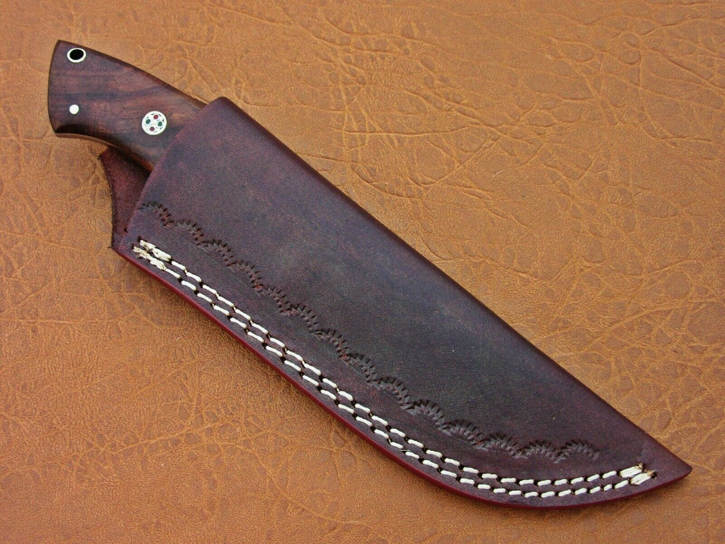 HS-776 Custom Handmade Damascus Skinner Knife With Camel Bone & Wood Handle