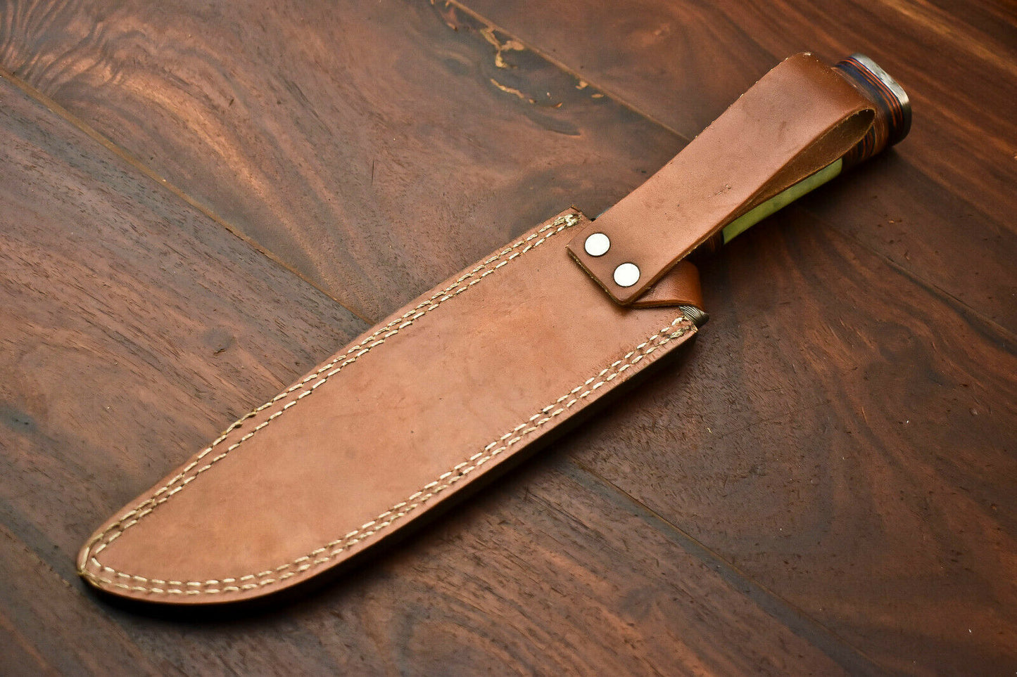 HS-416 | Custom Handmade Damascus Steel Hunting Knife - Beautiful Camel Bone Handle