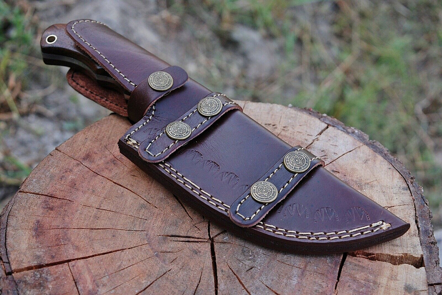 HS-941 Custom Handmade Damascus Hunting Tracker Knife WithWood Handle