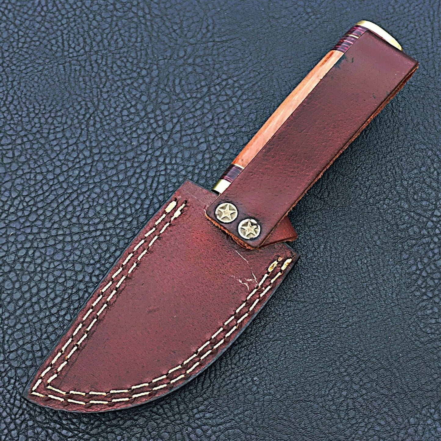 HS-420 | Custom Handmade Damascus Steel Hunting Knife - Beautiful Wood Handle