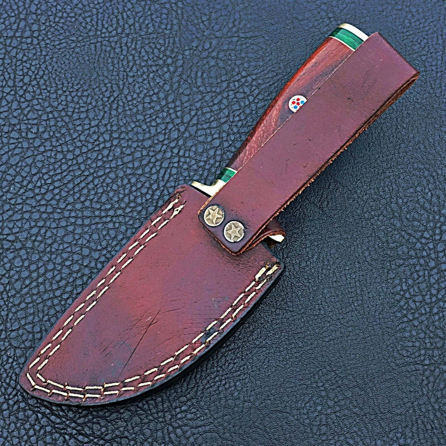 HS-421 | Custom Handmade Damascus Steel Hunting Knife - Beautiful Hard Wood Handle
