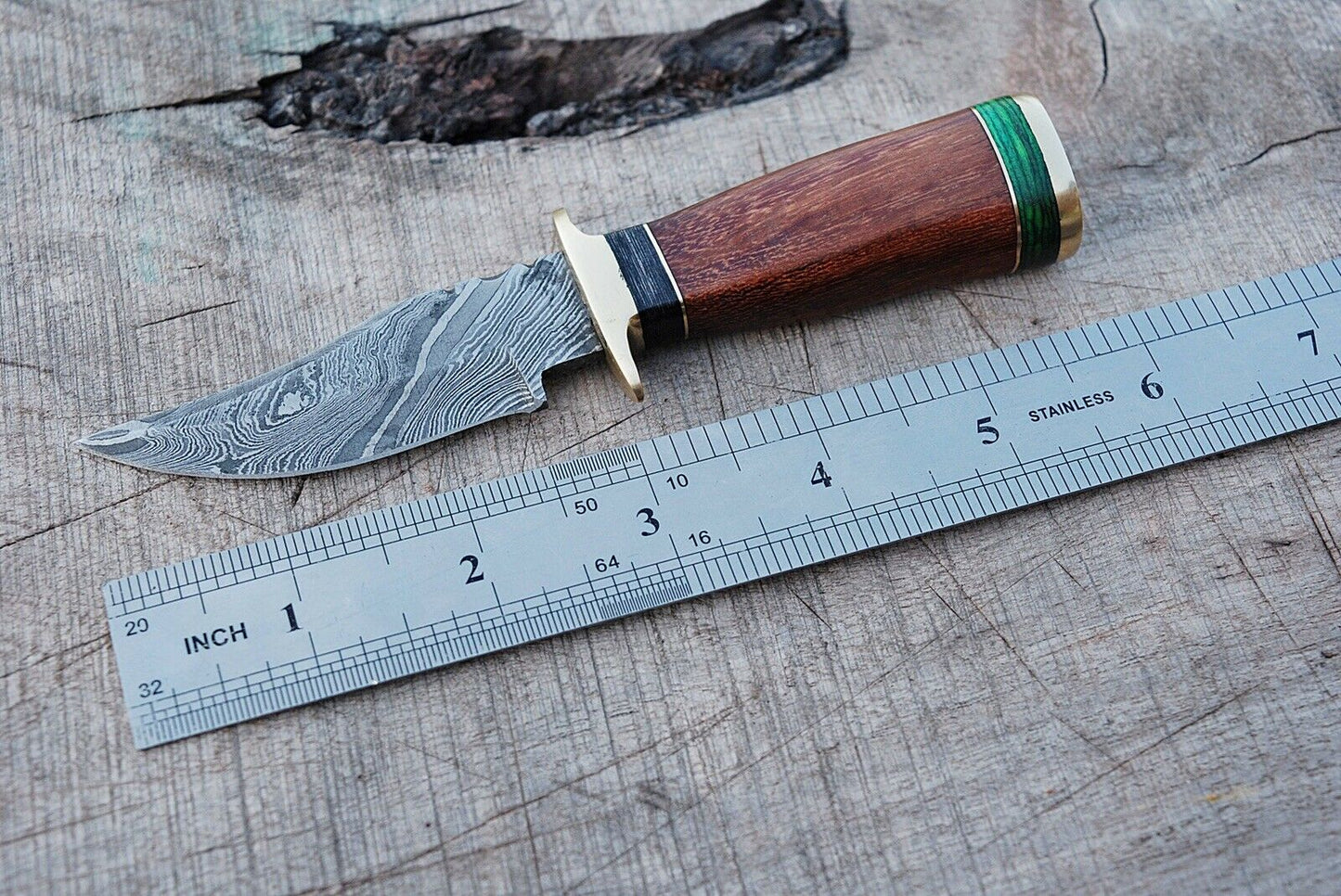 HS-790 Custom Handmade Damascus Skinner Knife With Hard Wood Handle