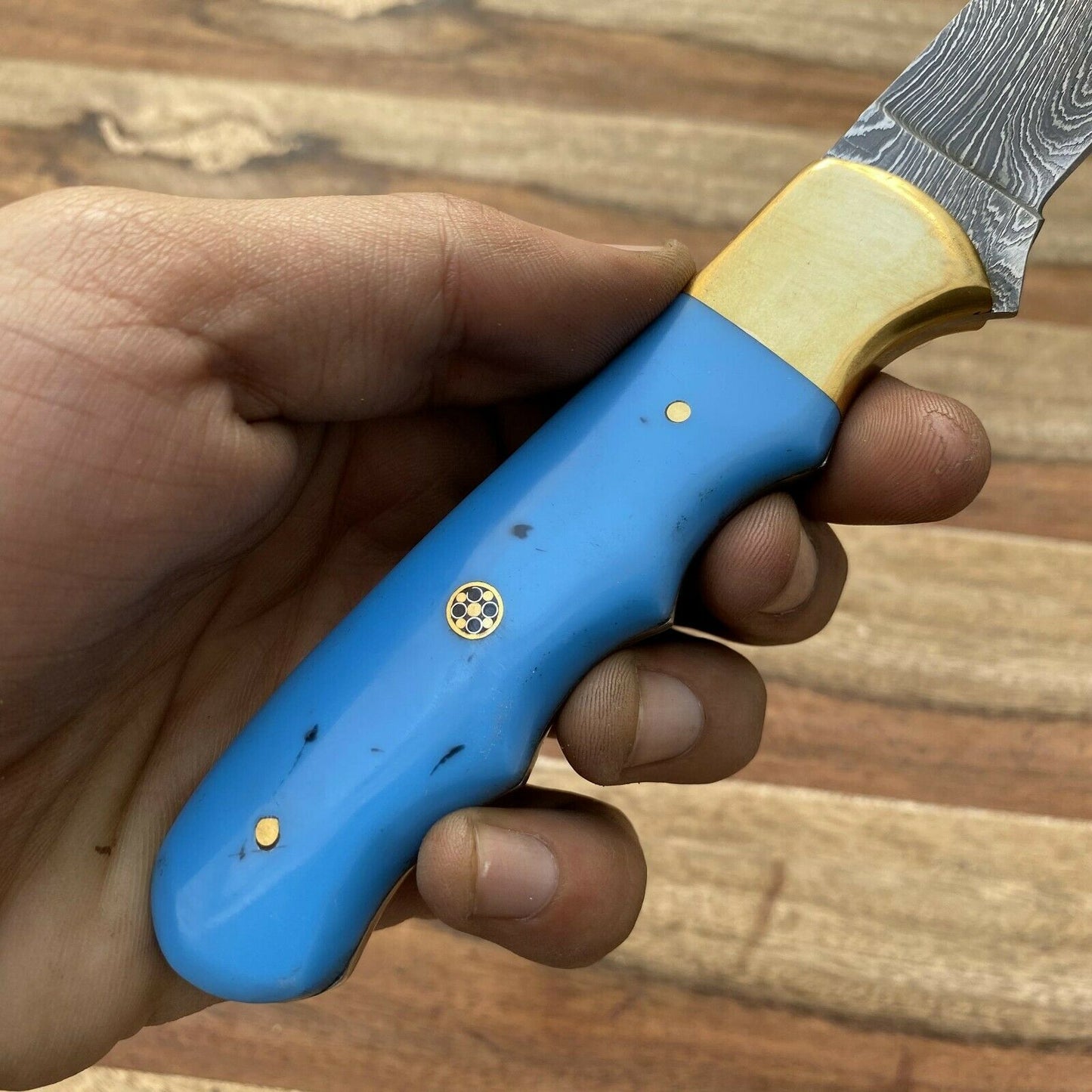 HS-268 CUSTOM HAND FORGE DAMASCUS STEEL HUNTING CAMP FILLET KNIFE RESIN