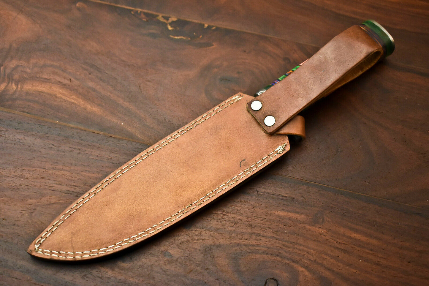 HS-330 | Custom Handmade Damascus Steel Hunitng/Bowie Knife - Colour Camel Bone Handle
