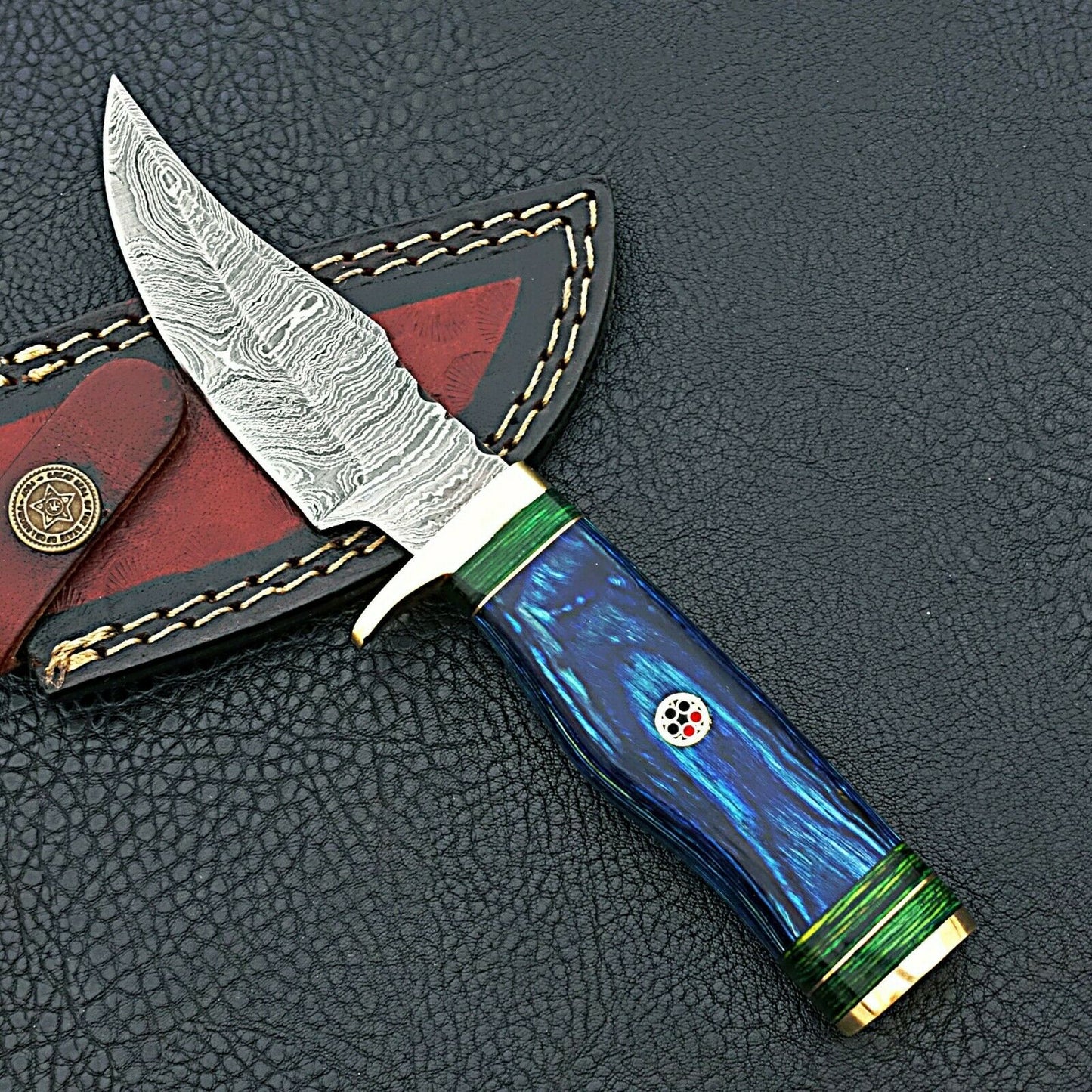 HS-419 | Custom Handmade Damascus Steel Hunting Knife - Beautiful Hard Wood Handle