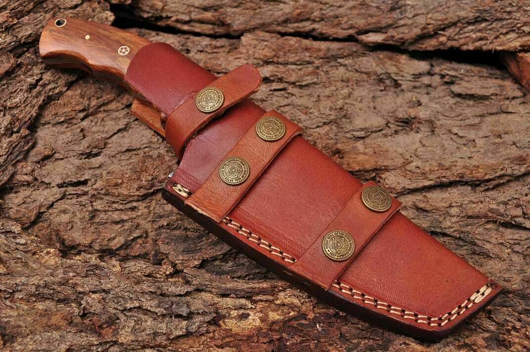 HS-938 Custom Handmade Damascus Steel Tracker Knife With Rose Wood Handle