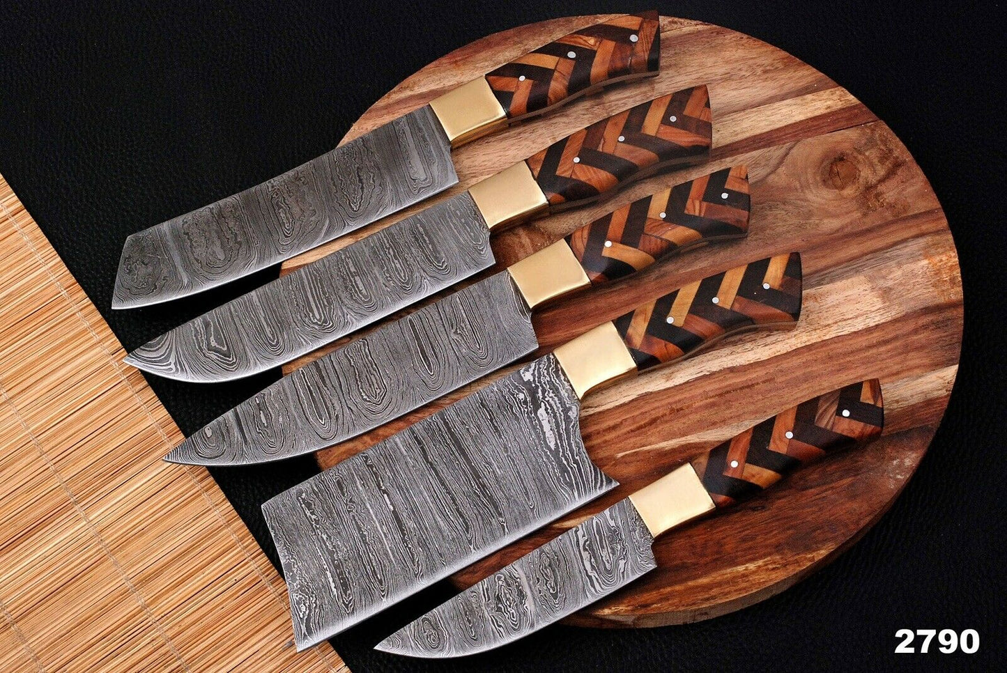 HS-148 Custom Handmade HAND FORGED DAMASCUS STEEL CHEF KNIFE Set Kitchen Knives