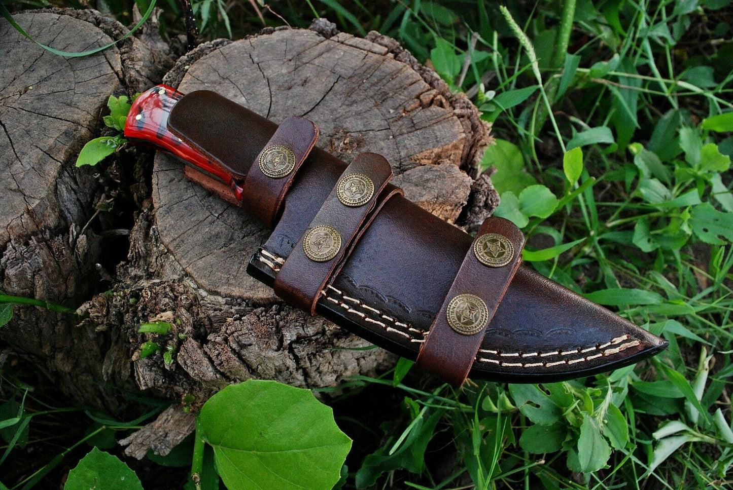 HS-371 '' Handmade Damascus Fix Blade Hunting Skinner Camping Knife Resin Handle