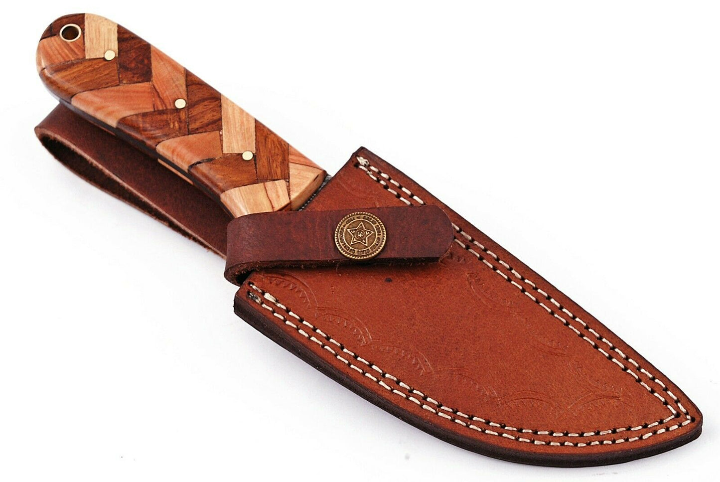 HS-447 | Custom Handmade Damascus Steel Hunting knife - Wood Handle - Good Price