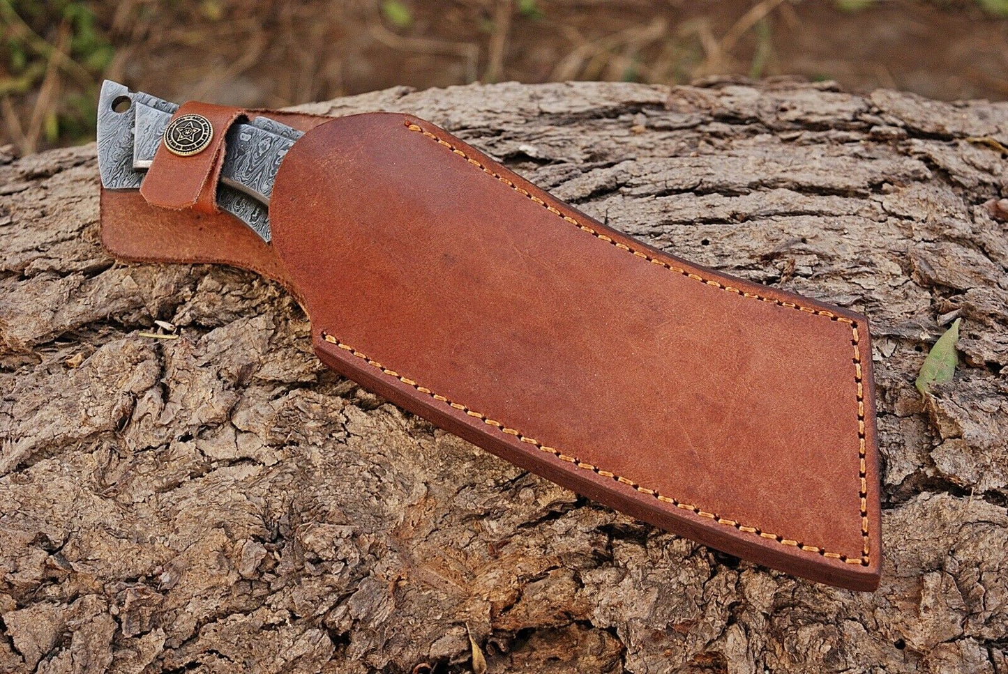 HS-473 Custom Handmade Damascus Hunting Knife With Damascus Handle