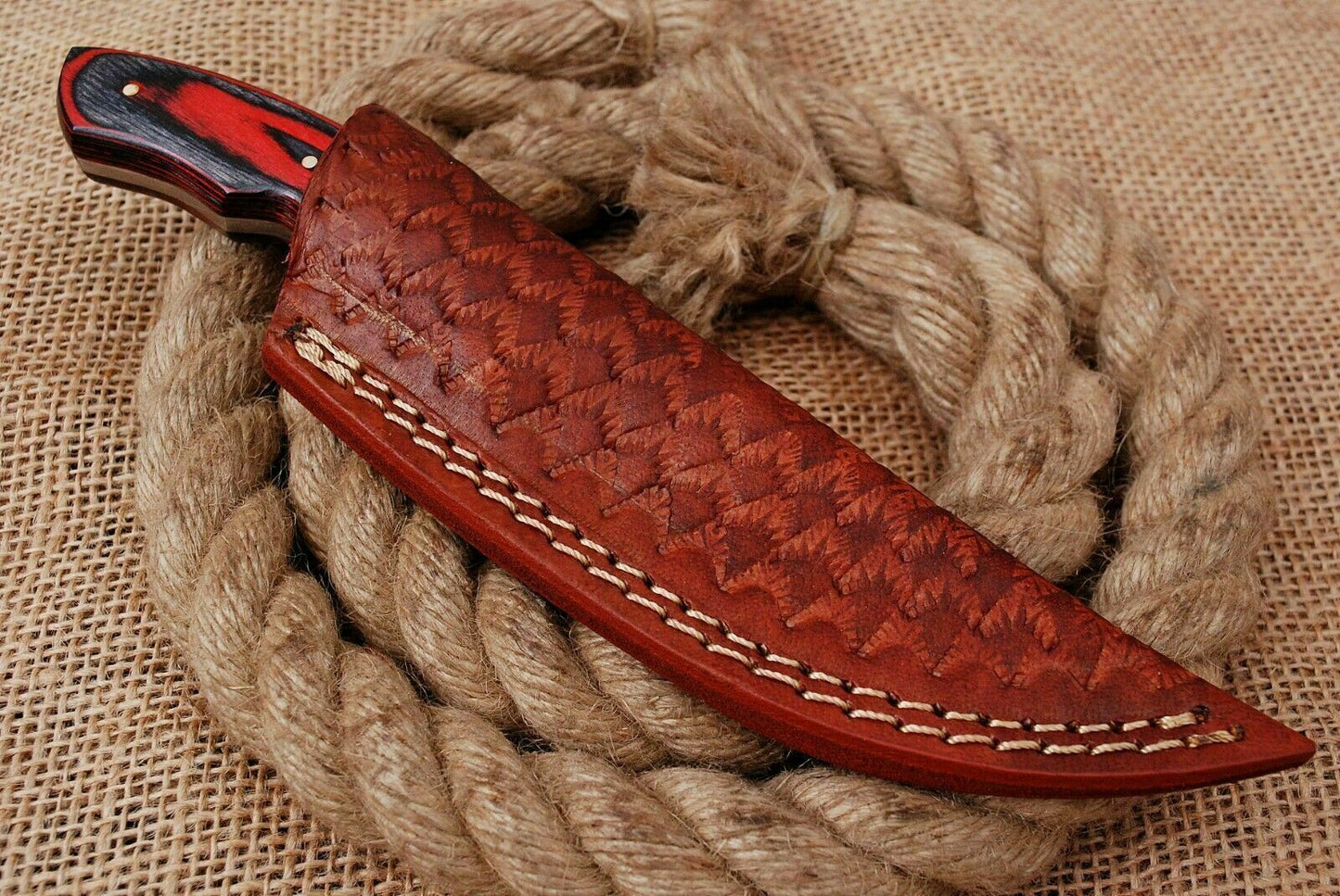 HS-752 Custom Hand Forged Railroad Steel Skinner Knife 8.0 inch Overall Hard Wood Handle