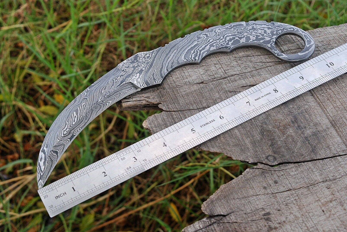 HS-915 Ten Inch Custom Handmade Damascus Karambit Blank Blalde Knife Full Tang Damascus