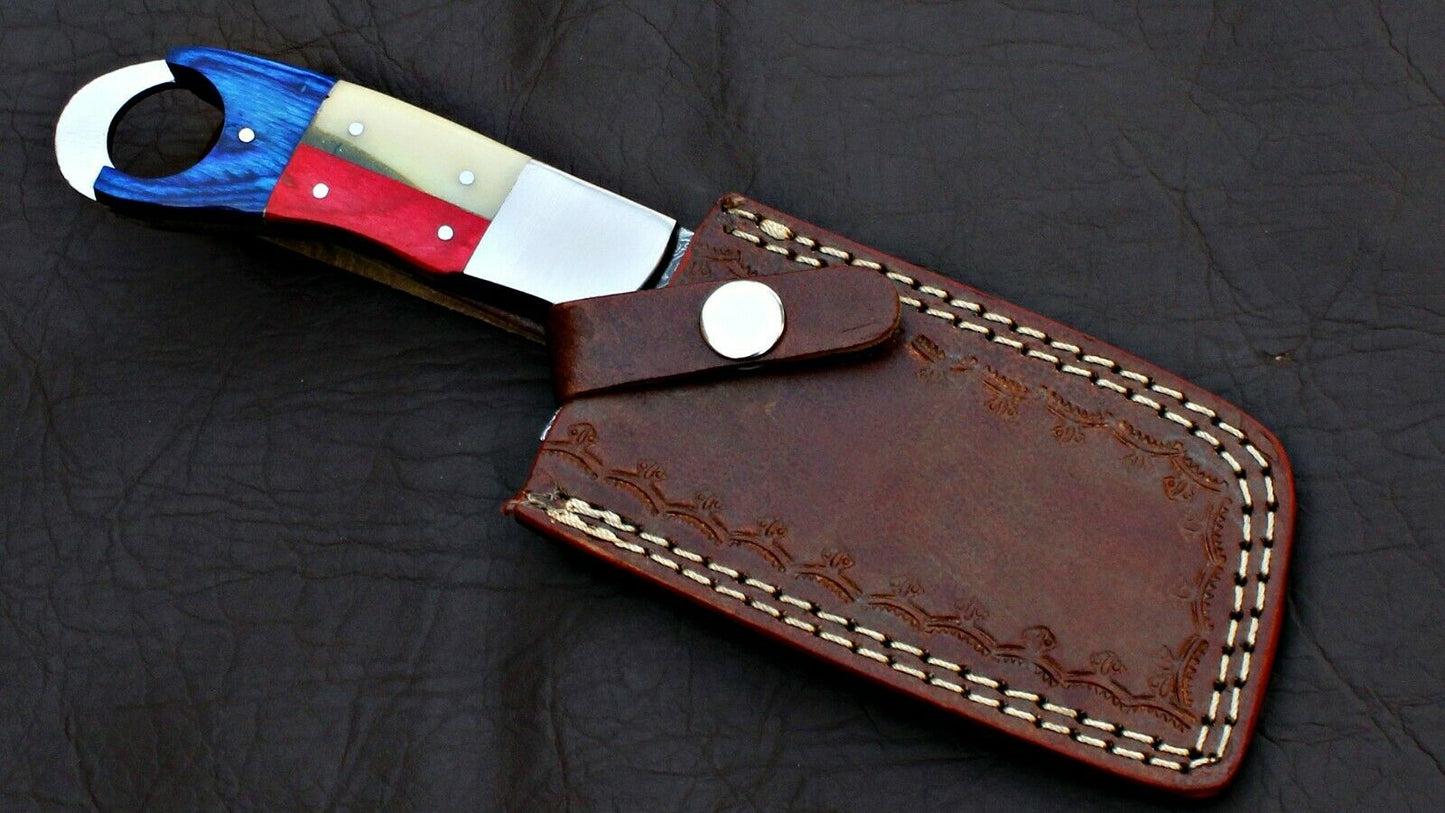HS-573 CUSTOM HANDMADE DAMASCUS STEEL HUNTING CAMP CLEAVER KNIFE