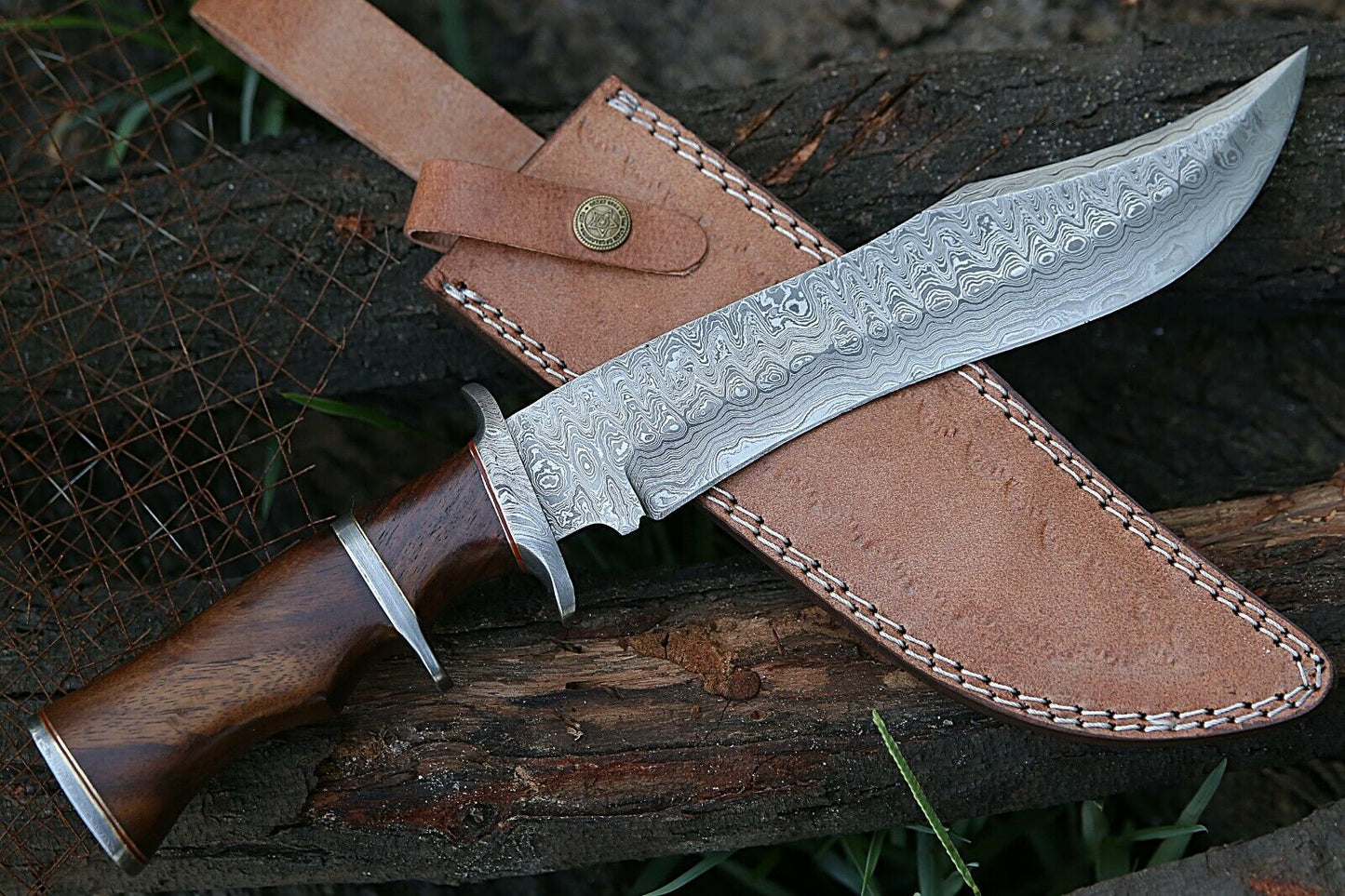 HS-306 CUSTOM 14'' DAMASCUS KNIFE, Handmade, Damascus Steel Bowie knife, with sheath