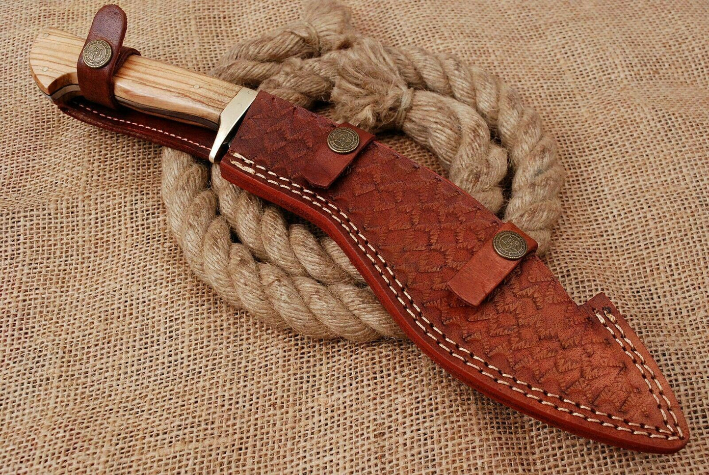 HS-879 Custom Handmade Railroad Steel Hunting-Kukri knife With Wood Handle