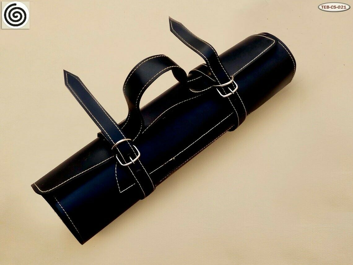 HS-140 Custom Handmade D2-Tool Steel 4 Pc's Chef Set Powder Coated with Leather Sheath