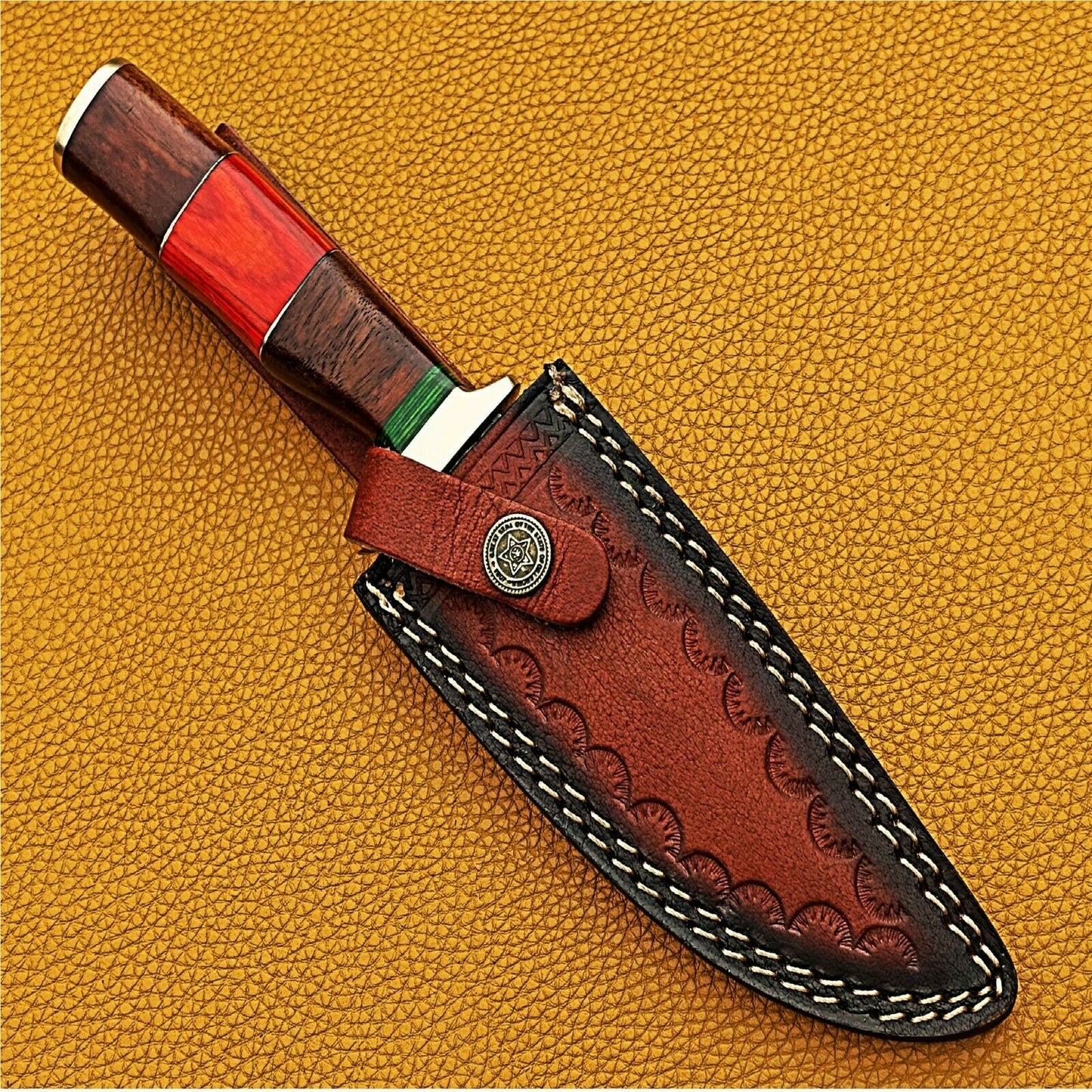 HS-423 | Custom Handmade Damascus Steel Hunting Knife - Beautiful Hard Wood Handle