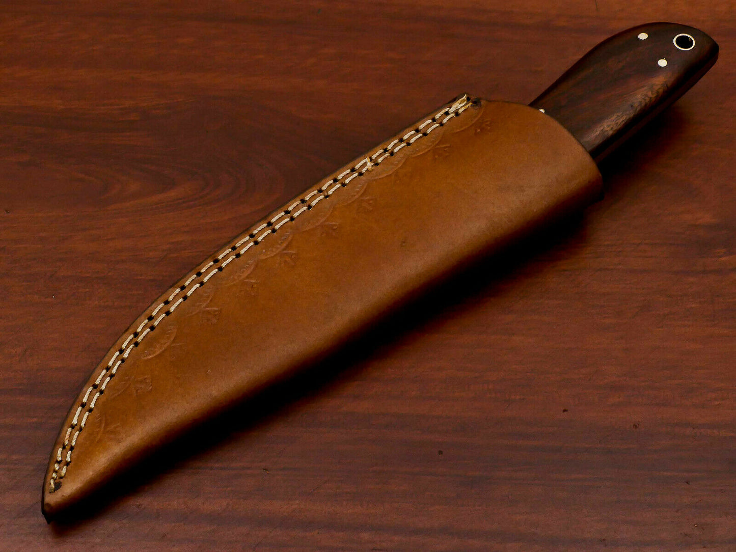 HS-570 HANDMADE DAMASCUS CUSTOM ROSE WOOD/HORN HANDLE SKINNING CAMPING KNIFE
