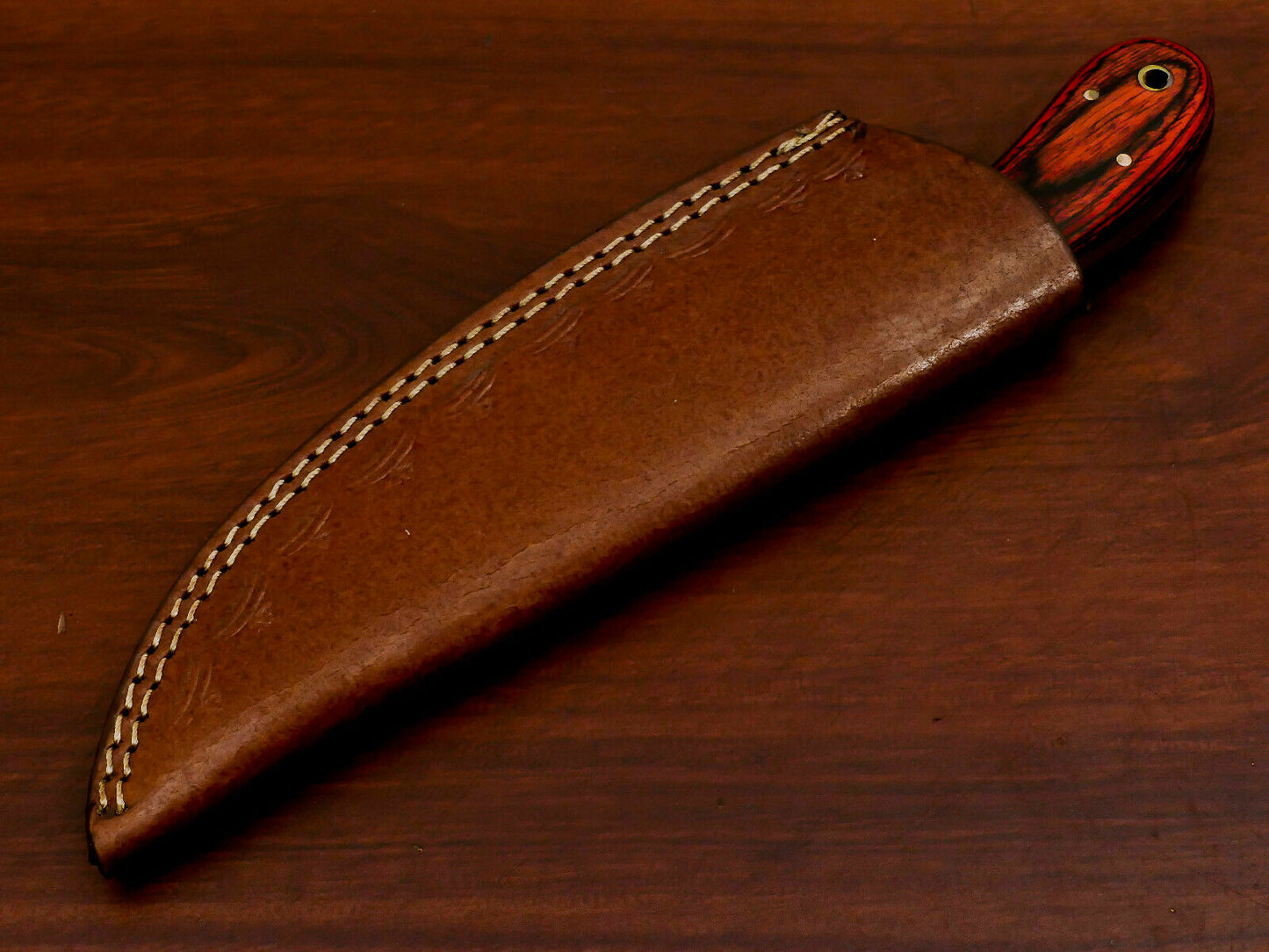 HS-375 '' HANDMADE DAMASCUS CUSTOM PAKKA WOOD HANDLE SKINNING CAMPING KNIFE